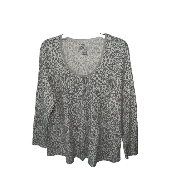 Just My Size Thermal Knit Top 3X (22W/24W) Floral Print Long Sleeve Round neck - Picture 1 of 7